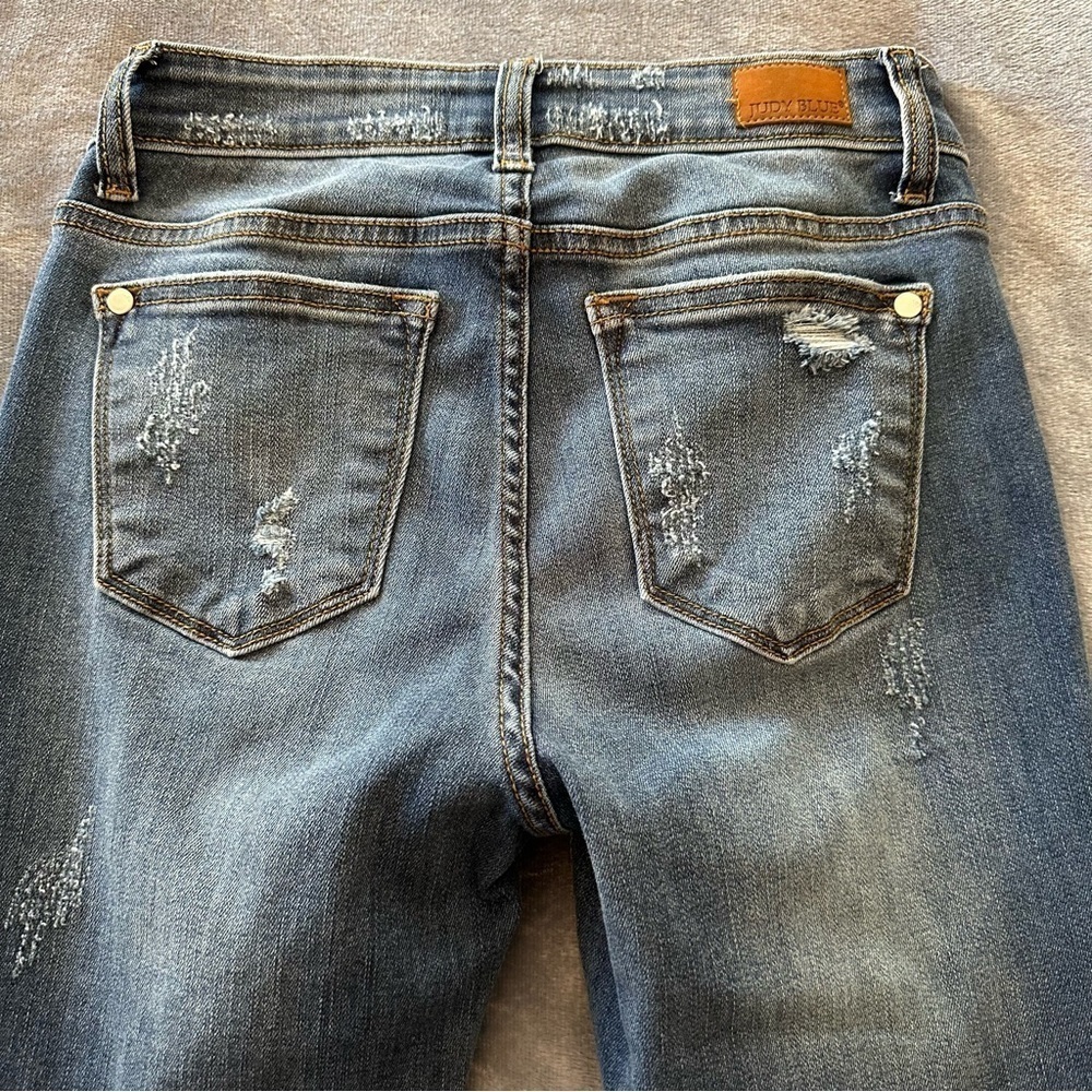 Judy Blue Workin' It Leopard Patch Skinny Jeans Size 26 - Picture 12 of 17